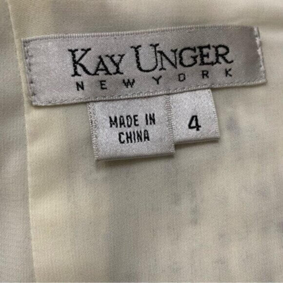 Kay Unger Tweed Sleeveless Floral Appliqué and Ruffle Neckline Sheath Dress - Picture 15 of 16